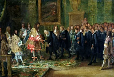 La réception des ambassadeurs des treize cantons suisses par Louis XIV (1638-1715) au Louvre, 11 novembre 1663, 1664